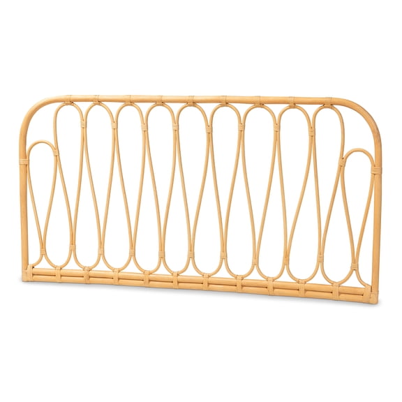 Modern Bohemian Natural Brown Rattan Queen Size Wall-mount Headboard