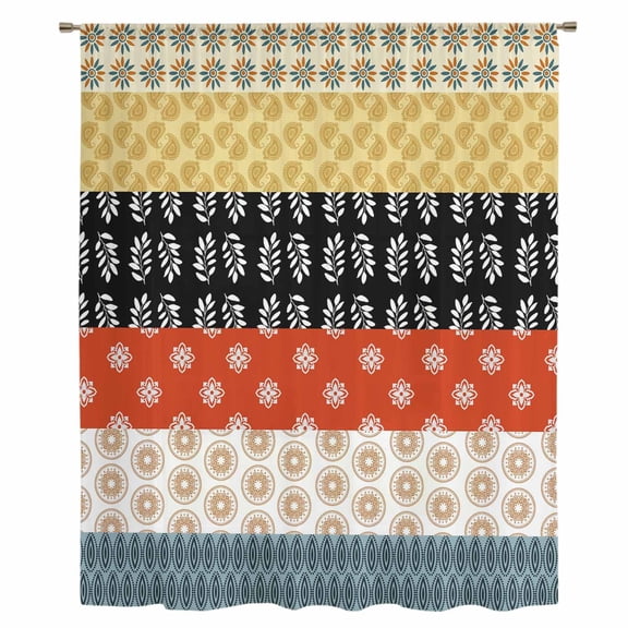 Modern Bohemian Sheer Curtains 72 Inches Long, Colorful Minimalist Abstract Paisley Boho Light Filering Curtains, Breathable Simi Curtain Privacy Drapes for Living Room Bedroom Window Treatment