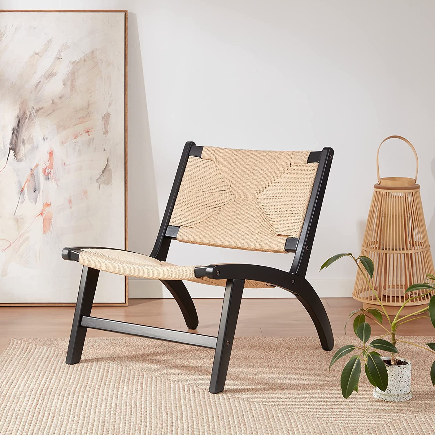 Furniture Jute Lounge Chair Modern Boho Accent Chairs For Living