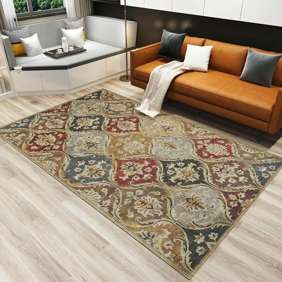 Modern Boho Area Rug Contemporary Moroccan Tribal Living Room Decorative Fluffy Durable Comfortable Bedroom Dining Apartment Office 4x5 Carpet Non-slip Washable Soft Home Decor