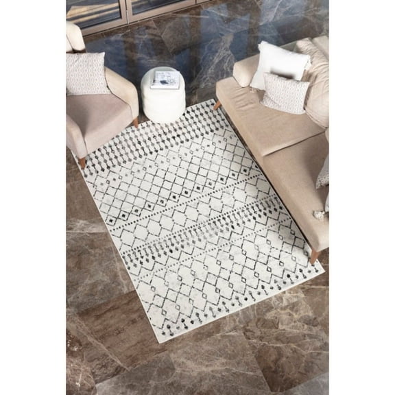 Modern Boho Area Rug Living Room Bedroom Dining Soft Etnic Rug Ivory Black Bedroom Door Mat Moroccan Design r Rug