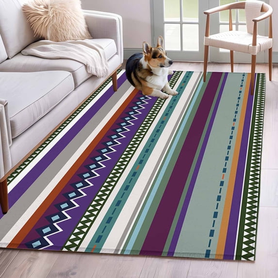 Modern Boho Art Area Rugs 3'x5', Small Throw Rugs for Living Room Bedroom, Colorful Abstract Bohemian Paisley Minimalist Indoor Outdoor Rug Non-Slip Low Pile Carpet Runner Reversible Floor Mats