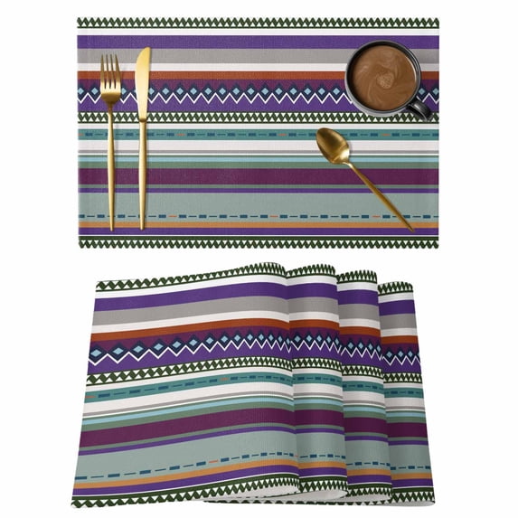 Modern Boho Art Placemats Set of 4 Colorful Abstract Bohemian Paisley Minimalist Place Mats Indoor Wipeable Table Mats Washable Dining Table Placemats for Kitchen Holiday Party Home Decor 13x19 Inch