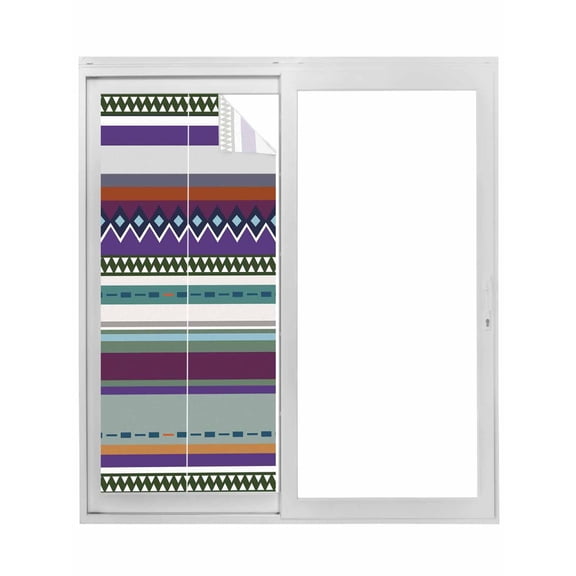 Modern Boho Art Window Privacy Film, Colorful Abstract Bohemian Paisley Minimalist Static Cling UV Sun Blocking Tint Film Heat Control Windows Films for Bedroom Bathroom, Window Stickers 29.5"x78.7"