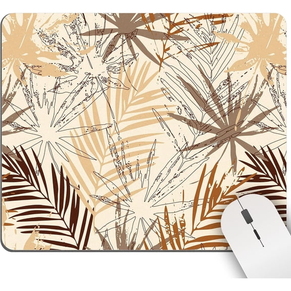 Modern Boho Leaves Mouse Pad Small, Abstract Mousepads Square for Desk Cute Desk Pad Mouse Mat Tropical Jungle Palm Tree Washable Computer Wireless Mouse Pad for Laptop Gaming Desk Decor Accessory