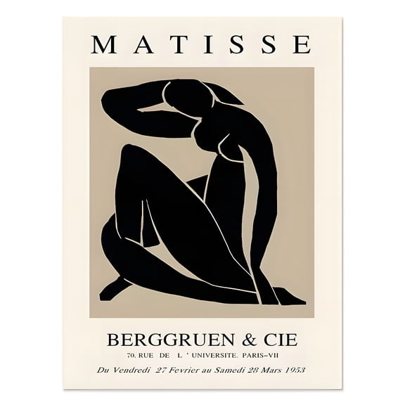 Modern Boho Line Art Poster, Abstract Matisse Body and Leaf Print for Home Decoration, UNFRAMED 8x12