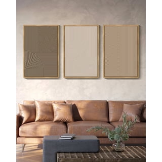 Modern Boho Neutral Line Wall Decor Minimalist Abstract Framed Wall Art Geometric Artwork Kitchen Dining Room 24x36in Natural Framed
