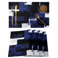 thumbnail image 1 of Modern Boho Placemats Set of 2, Flowers Geometric Texture Blue Black Abstract Art Non-Slip Place Mats Washable Table Mats for Kitchen Dining Table Decorations Indoor/Outdoor, 1 of 9