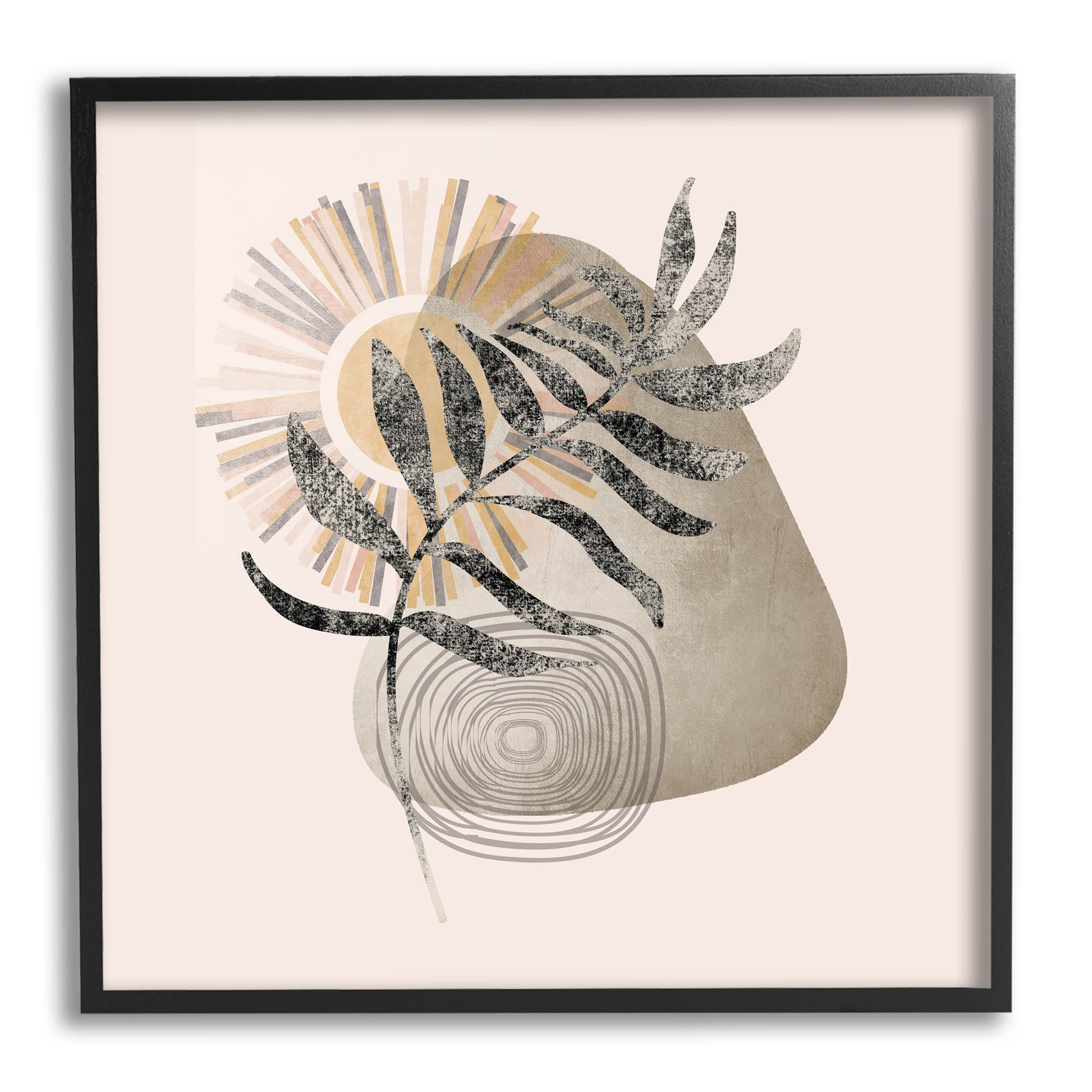 Modern Boho Plant Leaf Sun Botanical & Floral Graphic Art Black Framed Art Print Wall Art