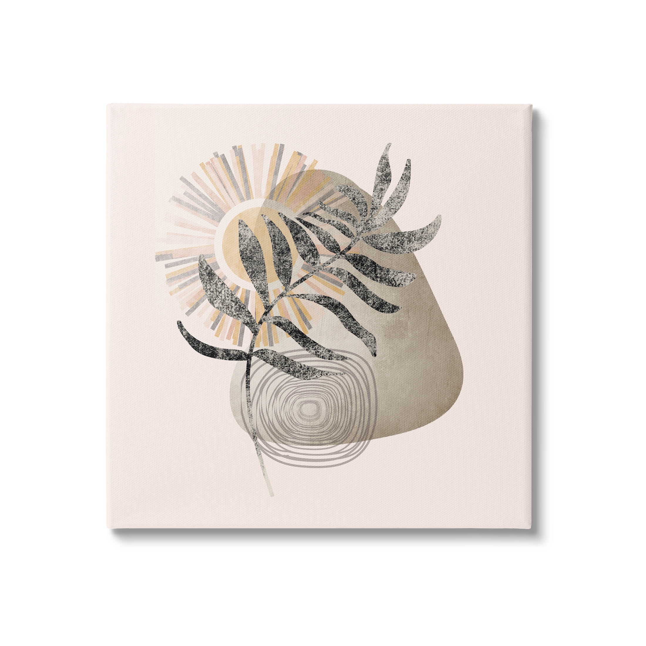 Modern Boho Plant Leaf Sun Botanical & Floral Graphic Art Gallery Wrapped Canvas Print Wall Art