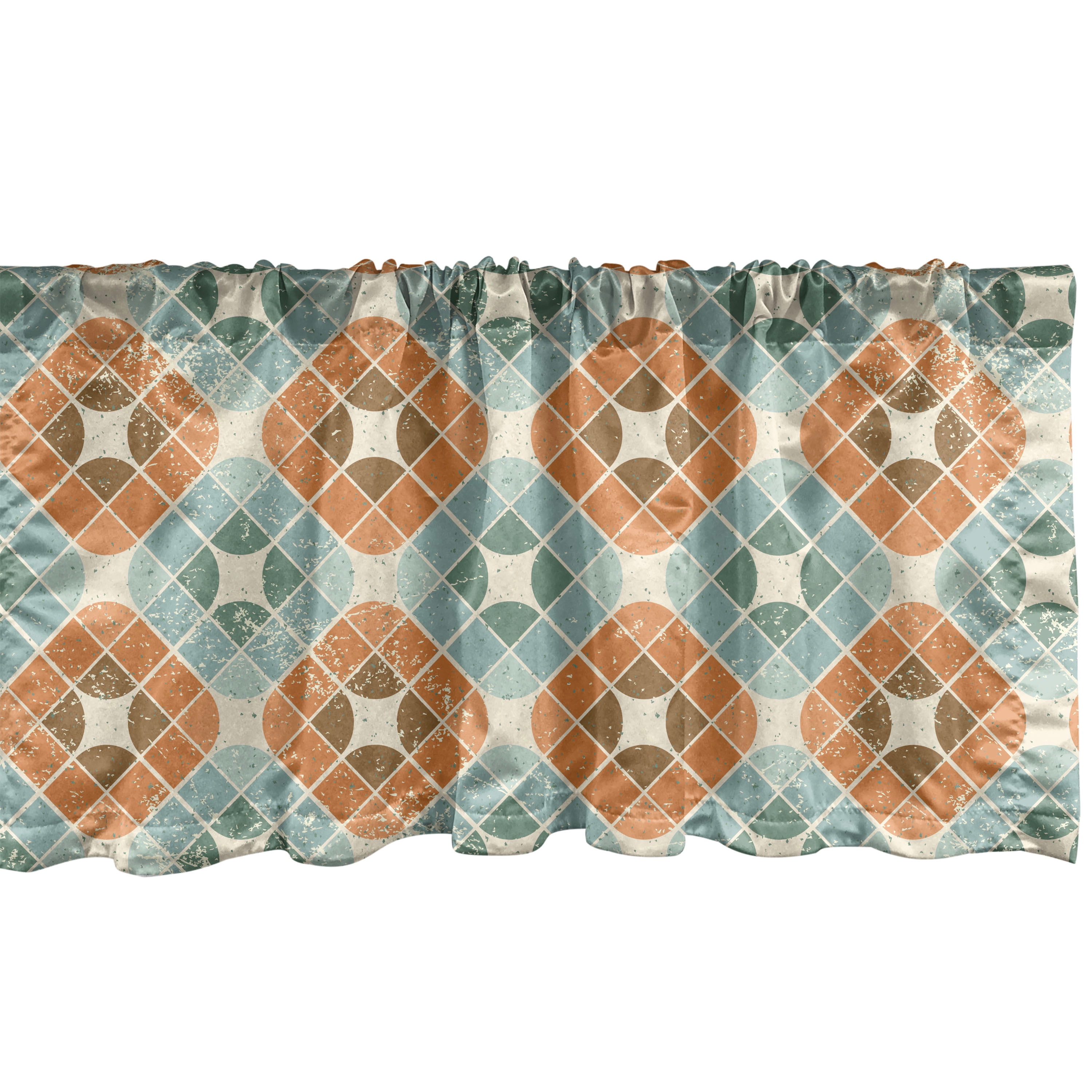 Modern Boho Window Valance, Neutral Colors Geometric Flower Inspired