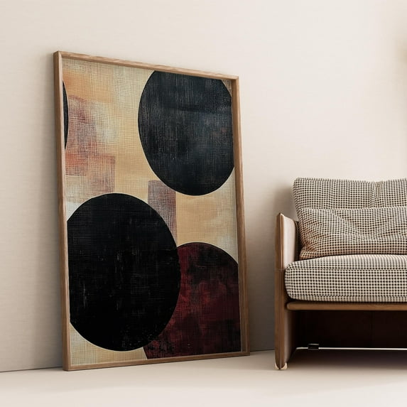 Modern Bold Circles Wall Art Beige, Black, And Red Geometric Print Minimalist Abstract Wabi Sabi Decor For Living Room Or Bedroom Wall Art, Modern Wall Decor, 8x12 UNFRAMED