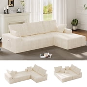 JARCLIC Boneless Sectional Sofa, 108" Modular Sectional Sofa with Right Facing Chaise, Oversized L-Shape Cloud Couches for Living Room, No Assembly Required, White