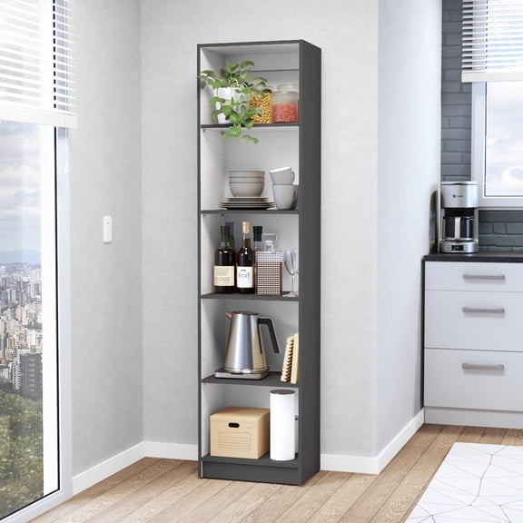 Modern Bookcase with Five Shelves | Space-Saving Storage for Any Room | Pine Wood and Particle Board | Clear Assembly Instructions