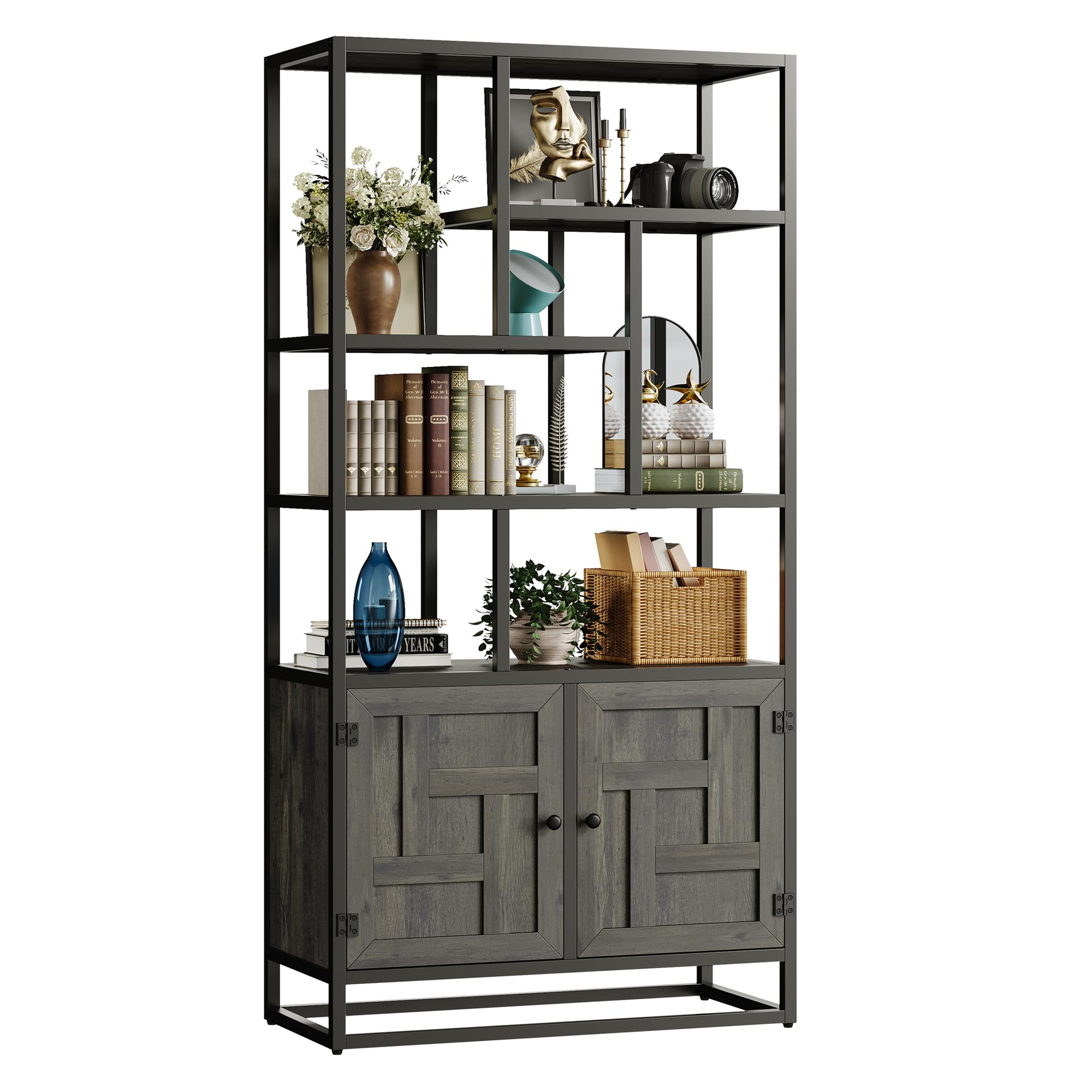Modern Bookshelves and Bookcases, 35.4 Inch Wide 6 Tier Tall Shelf with ...