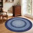 thumbnail image 1 of Modern Bordered Round Area Rug 4ft Washable Bedroom Circle Rugs Non Slip Stain Resistant Dining Room Round Throw Carpet Contemporary Circle Mats for Living Room Kitchen Nursery, Navy, 1 of 9