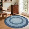 thumbnail image 1 of Modern Bordered Round Area Rug 4ft Washable Bedroom Circle Rugs Non Slip Stain Resistant Dining Room Round Throw Carpet Contemporary Circle Mats for Living Room Kitchen Nursery, Blue, 1 of 9
