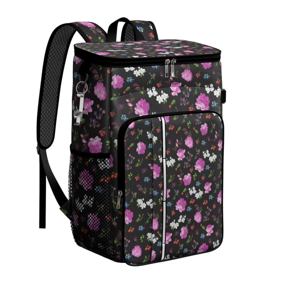Modern Botanical Garden Insulated Cooler Backpack, Leakproof Waterproof Lunch Bag, Aesthetic Floral Print for Spring, Summer, Camping
