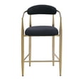 thumbnail image 1 of Modern Boucle Bar Stools Set Of 2 Modern Upholstered Bar Height Barstools Vintage High Island Chairs with Metal Frame/Back/Arms for Kitchen/Home Pub/Dining Room,Black+Gold Metal Furniture Dining, 1 of 7