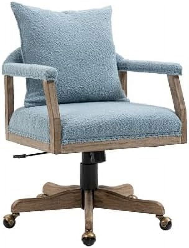 Modern Boucle Desk Chair with Removable Pillow Backrest Height