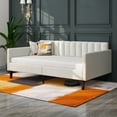 thumbnail image 1 of GDF Studio Luxurious Ivory Boucle Upholstered Modern Twin Daybed with Ribbed Tufted Backrest, without Mattress, 1 of 6