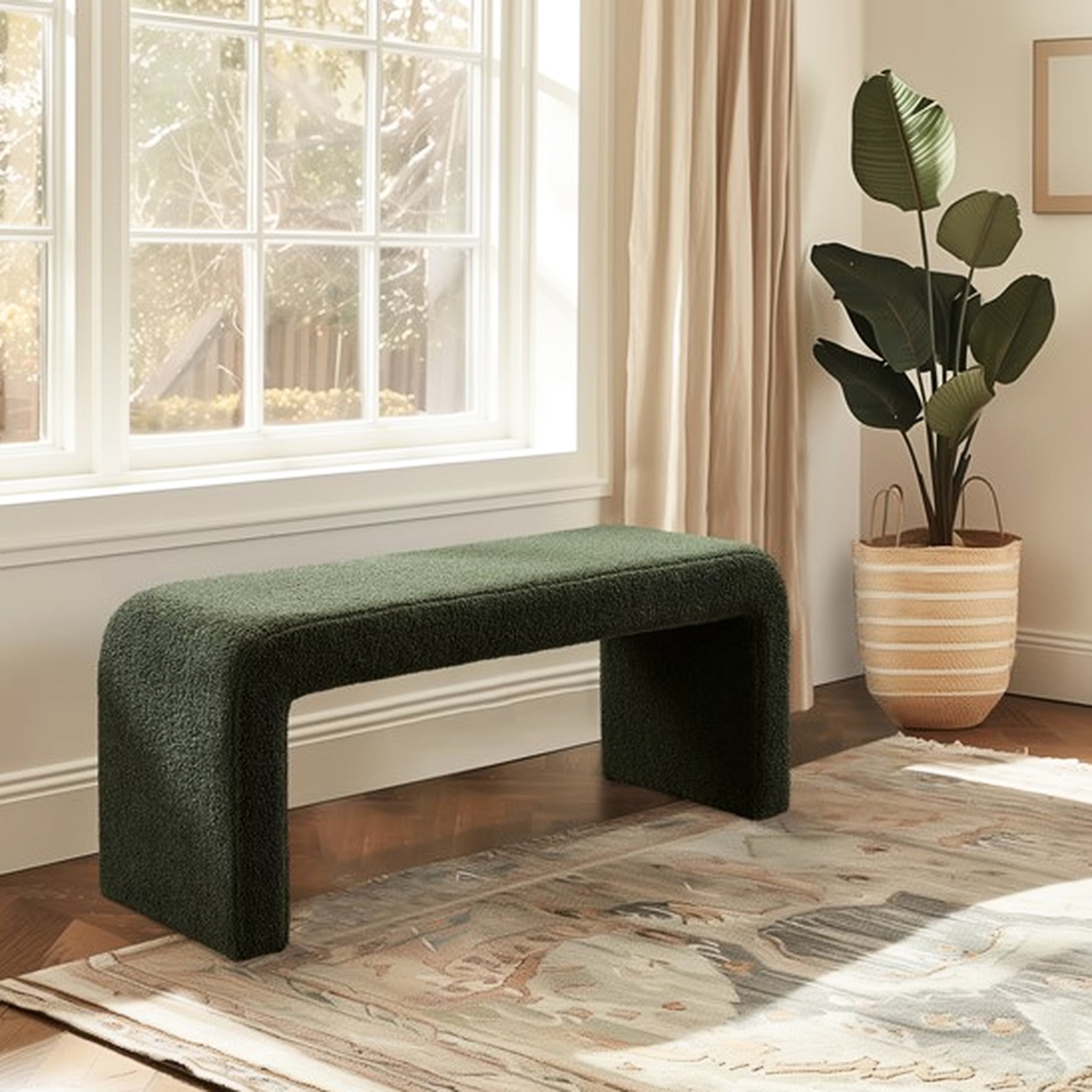Modern Boucle Waterfall Bench 52