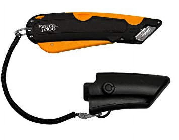 Modern Box Cutter, 3 Blade Depth Setting, Squeeze Trigger and Edge Blue