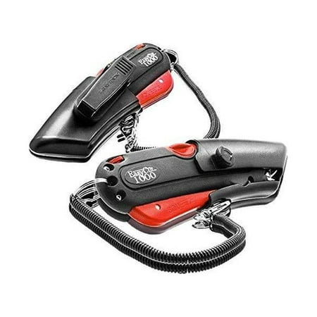 Modern Box Cutter, extra tape cutter at back, dual side edge guide, 3 blade depth setting, 2 blades and holster - Red Color 2000