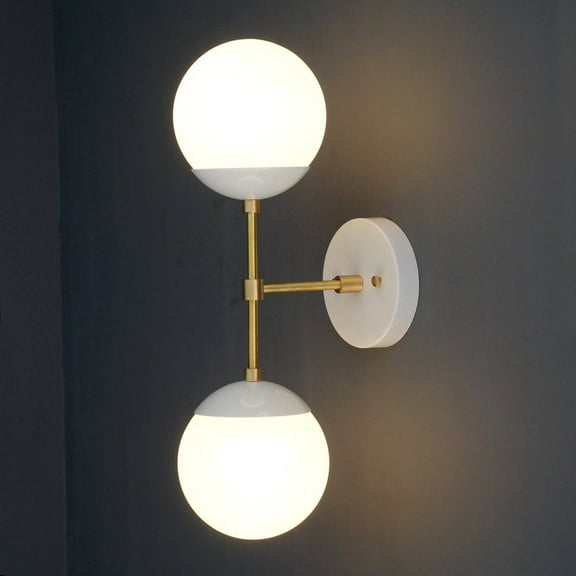 Modern Brass 2 Lights Armed Glass Globes Wall Sconce - Vanity Wall Lamp