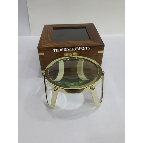 Modern Brass Magnifying Glass Table Nautical Authentic Vintage Marine Gift Items With Wooden Box