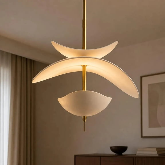 Modern Brass Pendant Chandelier Ceiling Light Minimal Designer Hanging Fixture Luxury Lighting