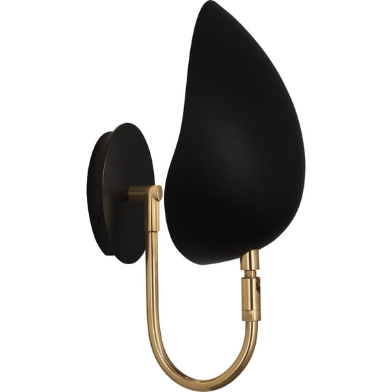 Modern Brass Wall Sconce with Adjustable Matte Black Shade | Streamlined Lighting Fixture for Elegant Home Décor