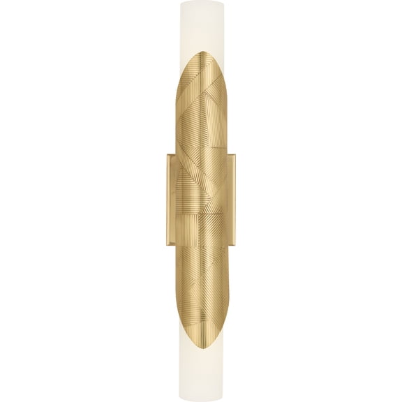 Modern Brass Wall Sconce with Frosted White Glass Shade | E26 Medium Socket | 25-inch Height | UL Listed for Dry or Damp Locations