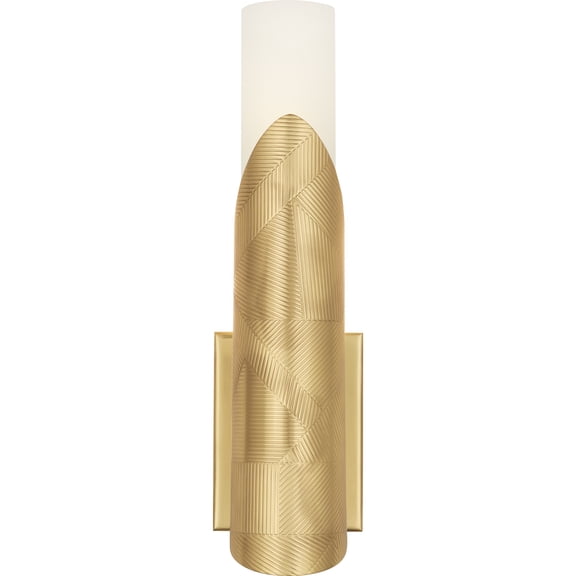 Modern Brass Wall Sconce with Frosted White Glass Shade - Stylish Medium E26 Socket Lighting for Dry/Damp Locations - 16.5 Height