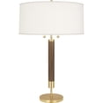 thumbnail image 1 of Modern Brass and Walnut Table Lamp with Oyster Linen Shade - Mid-Century Inspired Lighting Fixture | 28.25 Inch Decorative Table Lamp for Chic Home Decor, 1 of 2
