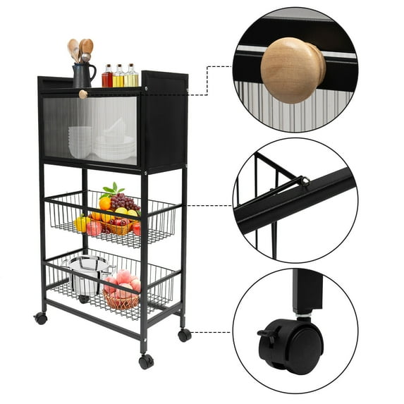 Modern Bread Rack Coffee Station Microwaves Rack Storage Rack Kitchen Organizer Shelf Rectangular