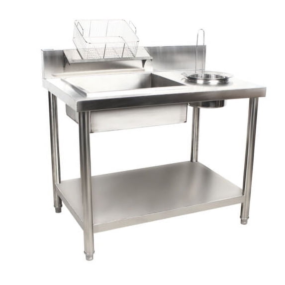 Modern Breading Table Manual Prep Station Chicken Fried Stainless Steel Worktop