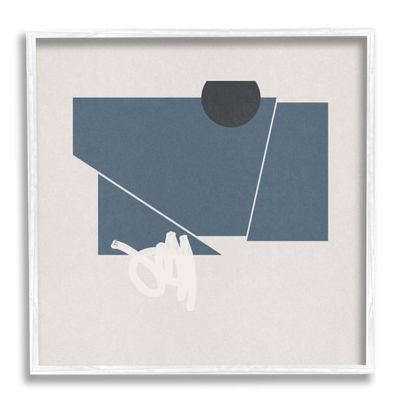 Modern Breaking Shapes Abstract Blue Sharp Lines Abstract Framed Art Print Wall Art, 17x17
