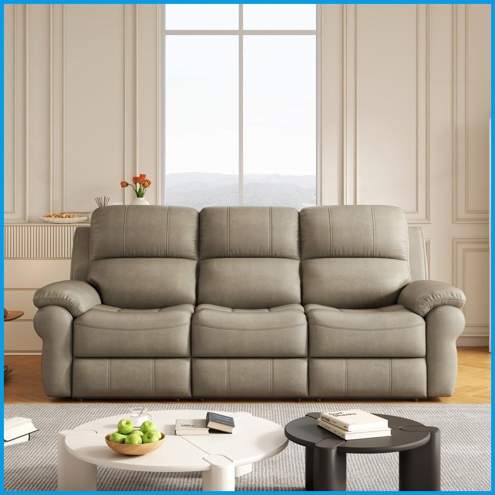 Modern Breathable Fabric Power Reclining Sofa with Drop Down Table, USB ...