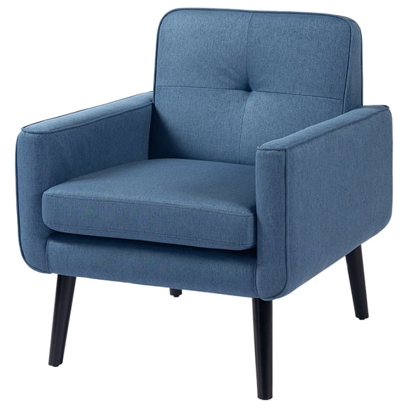 Modern Breathable Farbic Accent Chair with Arms, Upholstered Lounge Chair For Living room Bedroom Reading Home Office(1PC,Blue)