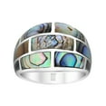 thumbnail image 1 of Modern Brick Blocks Abalone Sterling Silver Ring for Female Anniversary Size-9, 1 of 5