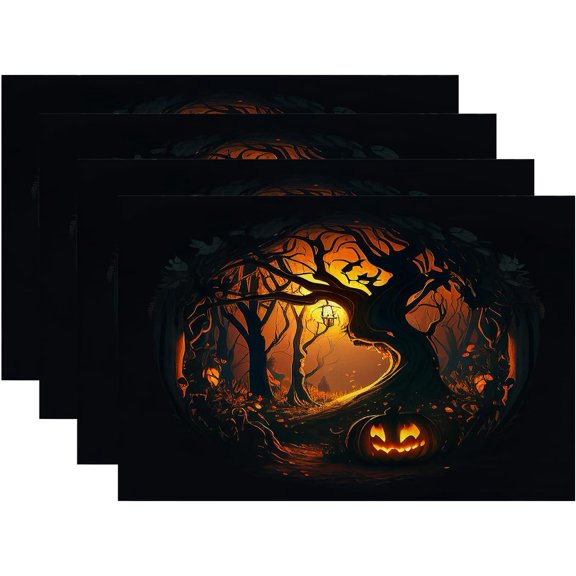 Modern Bright Decorative Placemats, Watercolor Artistic Brushed Abstract Brush Stroked Painting Blob Woven Burlap Modern Placemats for Dining Table Kitchen Wedding Decor Indoor Set of 4