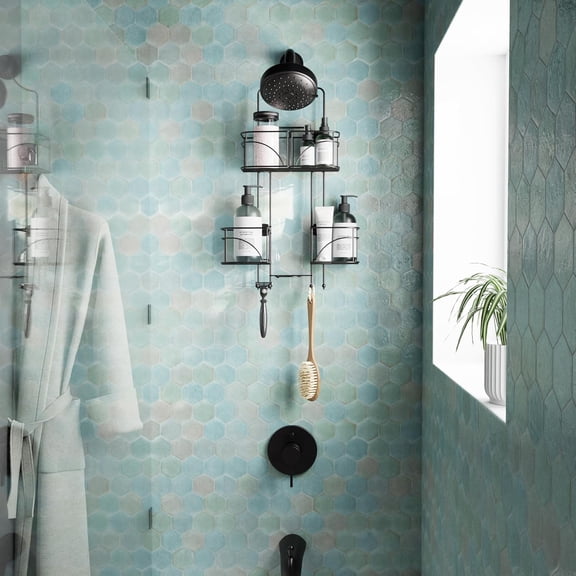 Modern Bronze Expandable Rust-Resistant Over-the-Shower Caddy with 4 Load Capacity
