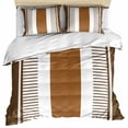 thumbnail image 1 of Modern Brown Bedding 3 Piece Duvet Cover Set Twin Size, Boho Contemporary Geometric Striped Soft Microfiber Comforter Cover with Zipper Closure & Pillowcases, Wrinkle & FadeResistant Quilt Cover, 1 of 9