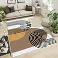 thumbnail image 1 of Modern Brown Beige Arch Geometry Area Rugs, Abstract Medieval Bohemian Line Art Large Rug, With Anti-Slip Backing Washable Indoor Carpet For Living Room Bedroom Study Dining Room 5x6ft, 1 of 6