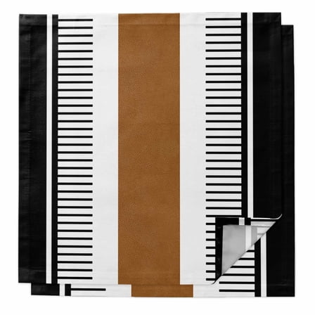 Modern Brown Black Cloth Napkins Washable Set of 2, Boho Contemporary Geometric Striped Reusable Dinner Table Napkins Cloth Bulk for Weddings Kitchen Restaurants Hotel Events Parties 20 x 20 Inch