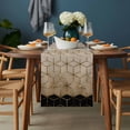 thumbnail image 1 of Modern Brown Black Geometric Texture Table Runner-36 Inch Long Abstract Gold Line Table Runners Linen Burlap Tablerunner for Kitchen Dining Room Holiday Party, 1 of 9