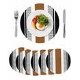 thumbnail image 1 of Modern Brown Black Round 13 Inch Placemats Set of 6, Boho Contemporary Geometric Striped HeatResistant Non Slip Place Mats for Dining Table, Wipeable Braided Kitchen Table Mats for Housewarming, 1 of 9