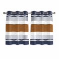 thumbnail image 1 of Modern Brown Blue Kitchen Curtains Short 45 Inch Length, Boho Contemporary Geometric Striped Grommet Top Bedroom Living Room Curtains, Light Filtering Cafe Curtain Drapes 2 Panels Set 84''x45'', 1 of 9