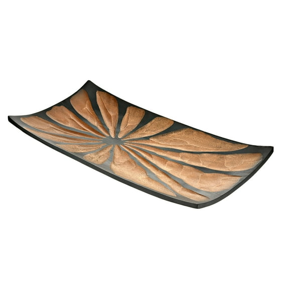Modern Brown Carved Natural Mango Wood Rectangular Shaped Serving Platter